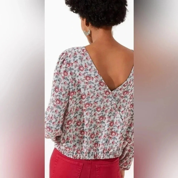 Loft Paisley Wrap Back Cropped Top Size L - Picture 2 of 11